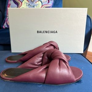 Balenciaga Burgundy Drapy Sandals Sz 39